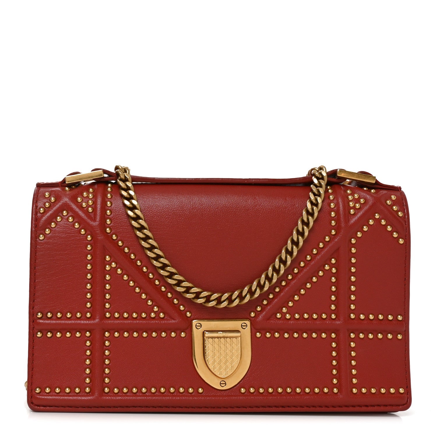 Calfskin Studded Diorama Flap Bag Red ¡§ Direct shipment via from wholesalehk.shop