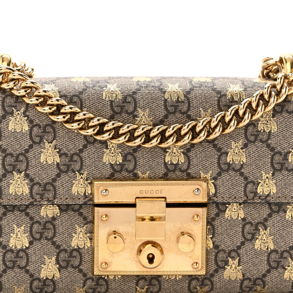 GG Supreme Monogram Bees Small Padlock Shoulder Bag Black £¨ Direct shipment via from wholesalehk.shop