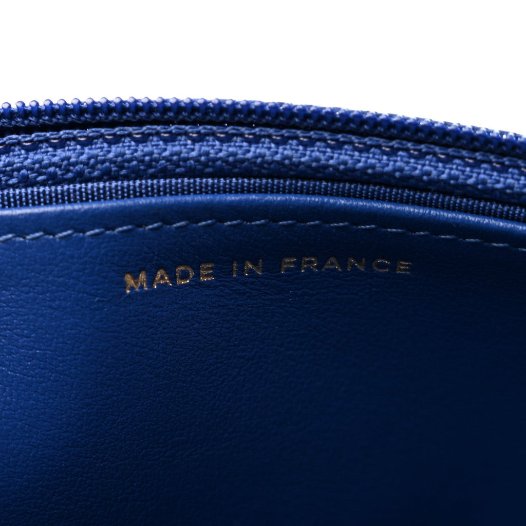 Caviar Quilted Boy Wallet On Chain WOC Dark Blue wholesalehk.shop