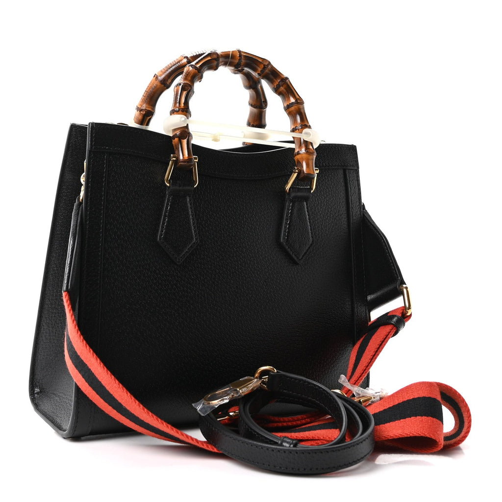 Textured Dollar Calfskin Web Small Diana Tote Bag Black Dusty Grey wholesalehk.shop