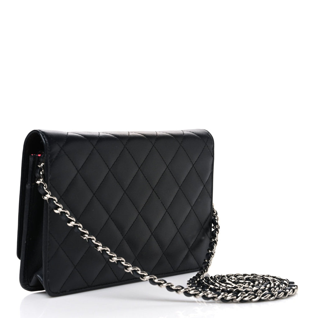 Calfskin Quilted Cambon Wallet on Chain WOC Black wholesalehk.shop