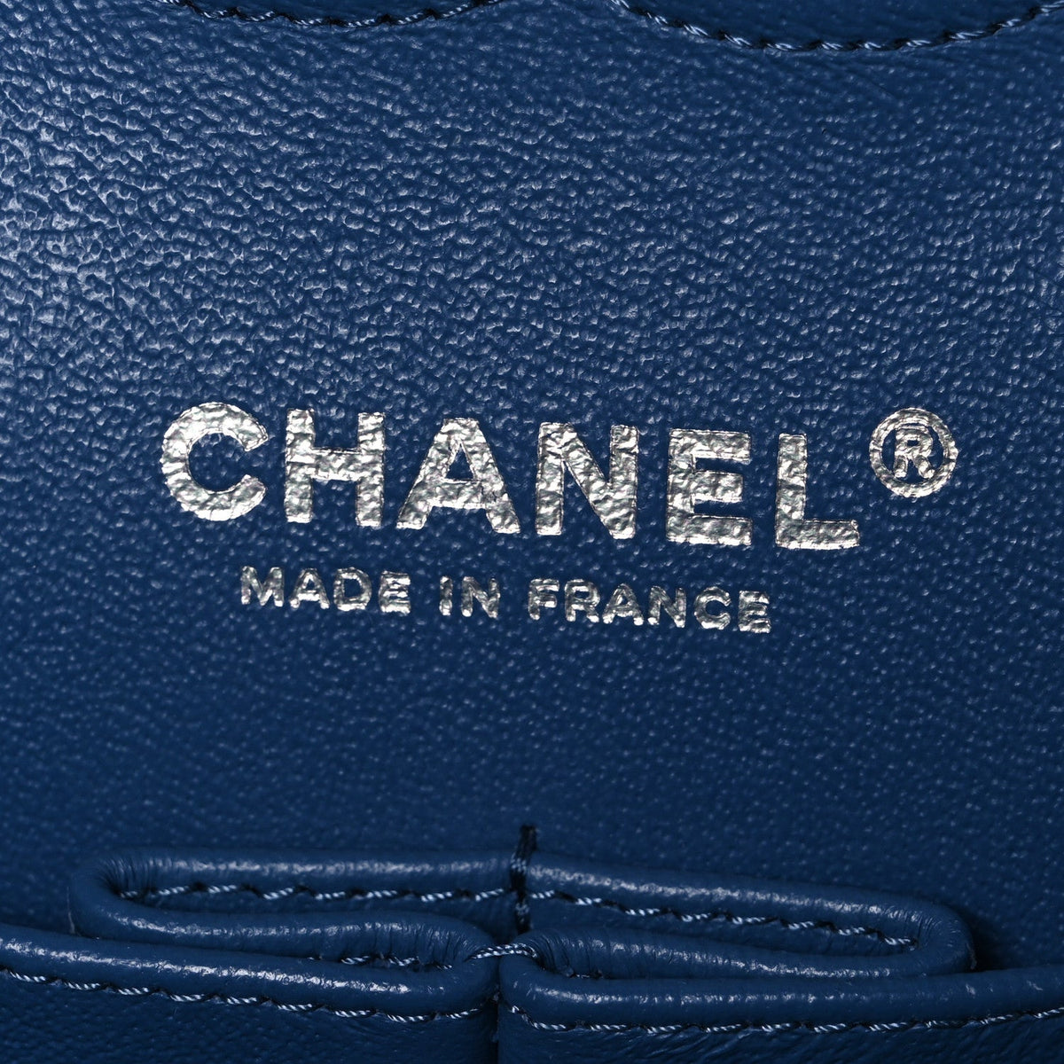 Denim Bleached Chain Medium Double Flap Blue wholesalehk.shop