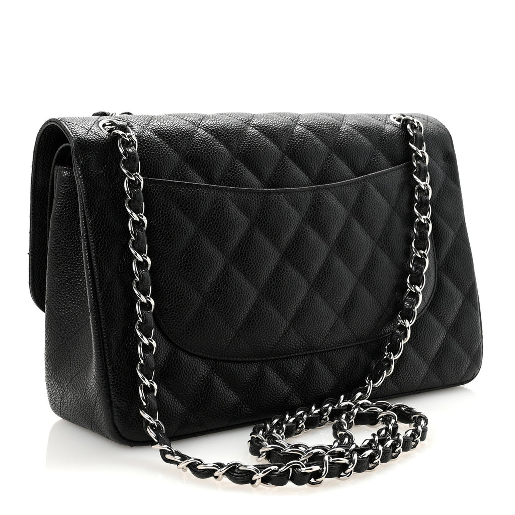 Caviar Quilted Jumbo Double Flap Black wholesalehk.shop