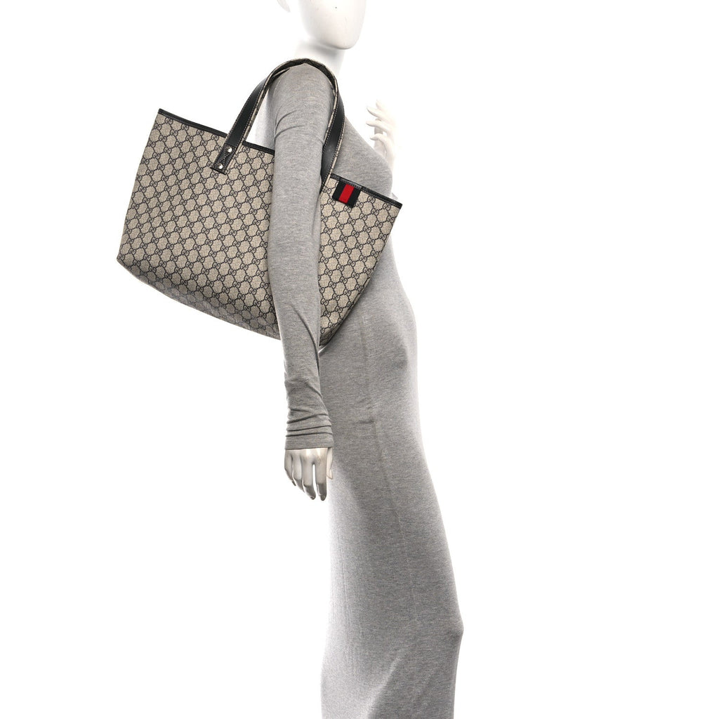 GG Plus Monogram Medium Signature Web Loop Tote Navy wholesalehk.shop