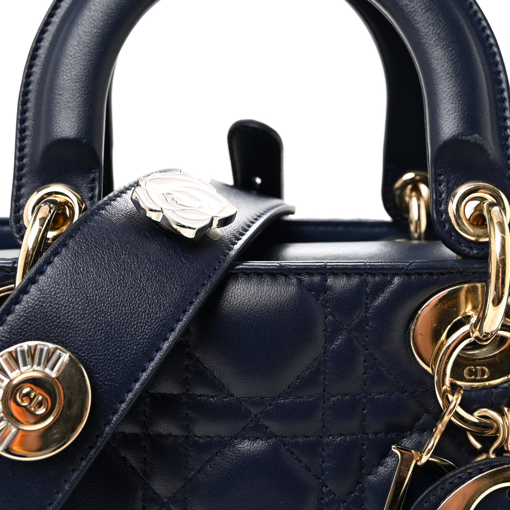 Lambskin Cannage Small Lucky Badges My Lady Dior Navy wholesalehk.shop