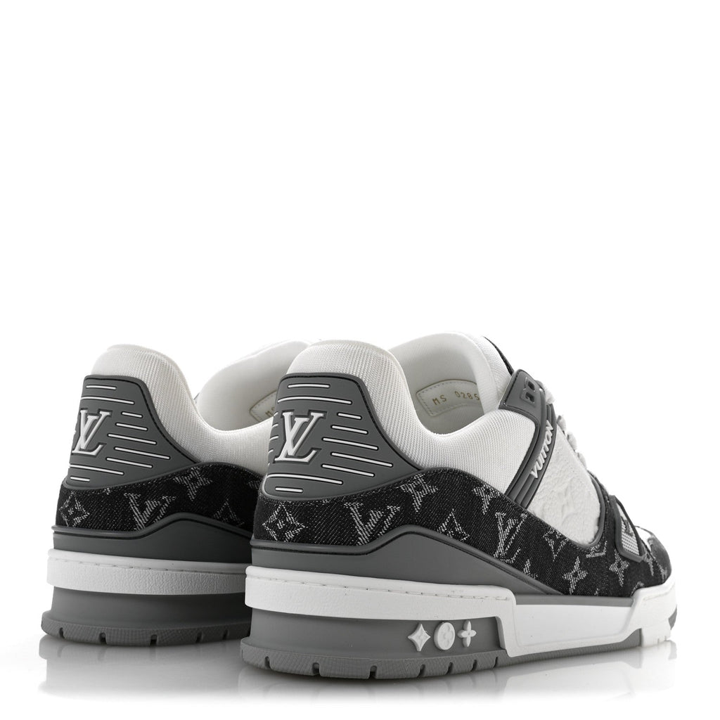 Calfskin Embossed Monogram Denim Mens LV Trainer Sneakers 10 Grey £¨ Direct shipment via from wholesalehk.shop