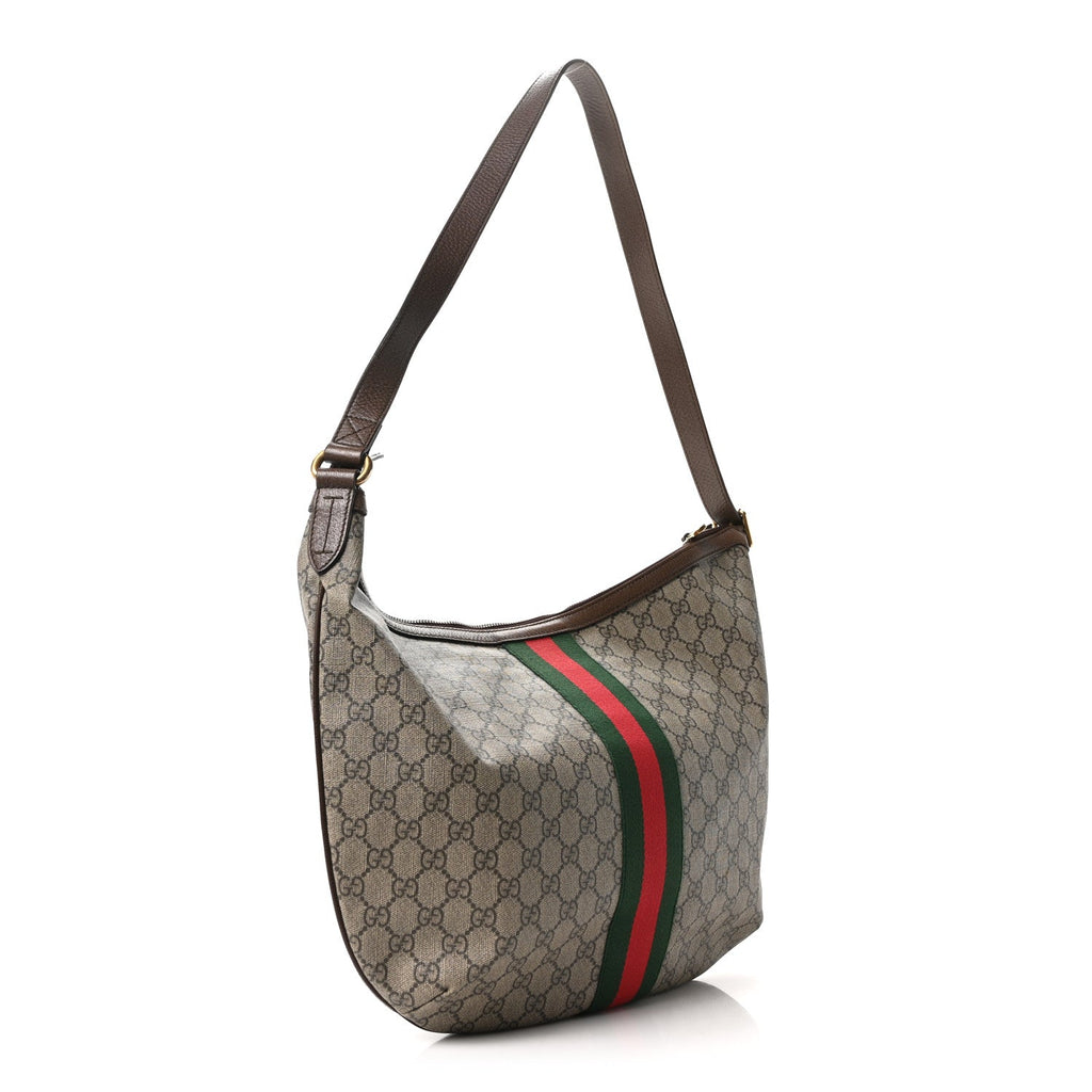 GG Supreme Monogram Web Ophidia Half Moon Hobo Brown wholesalehk.shop