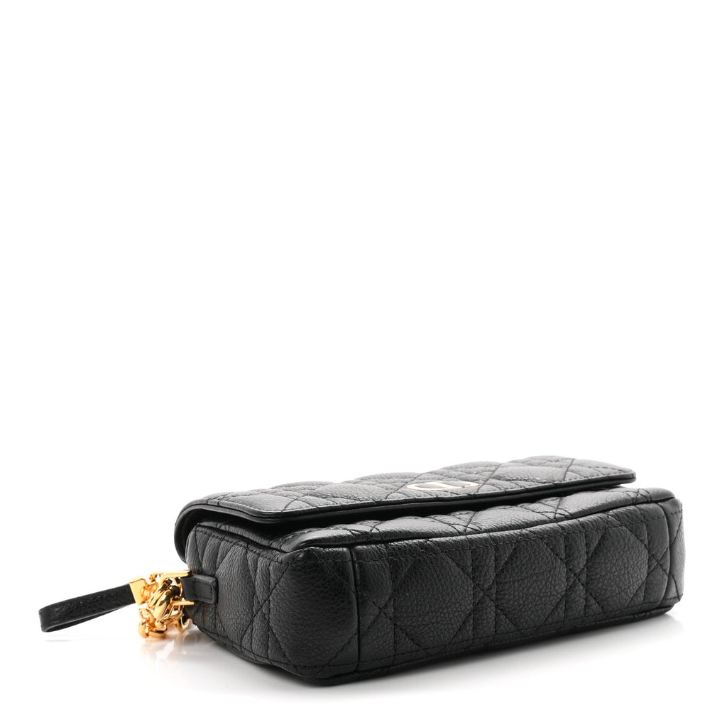 Supple Calfskin Cannage Caro Pouch With Chain  Black wholesalehk.shop