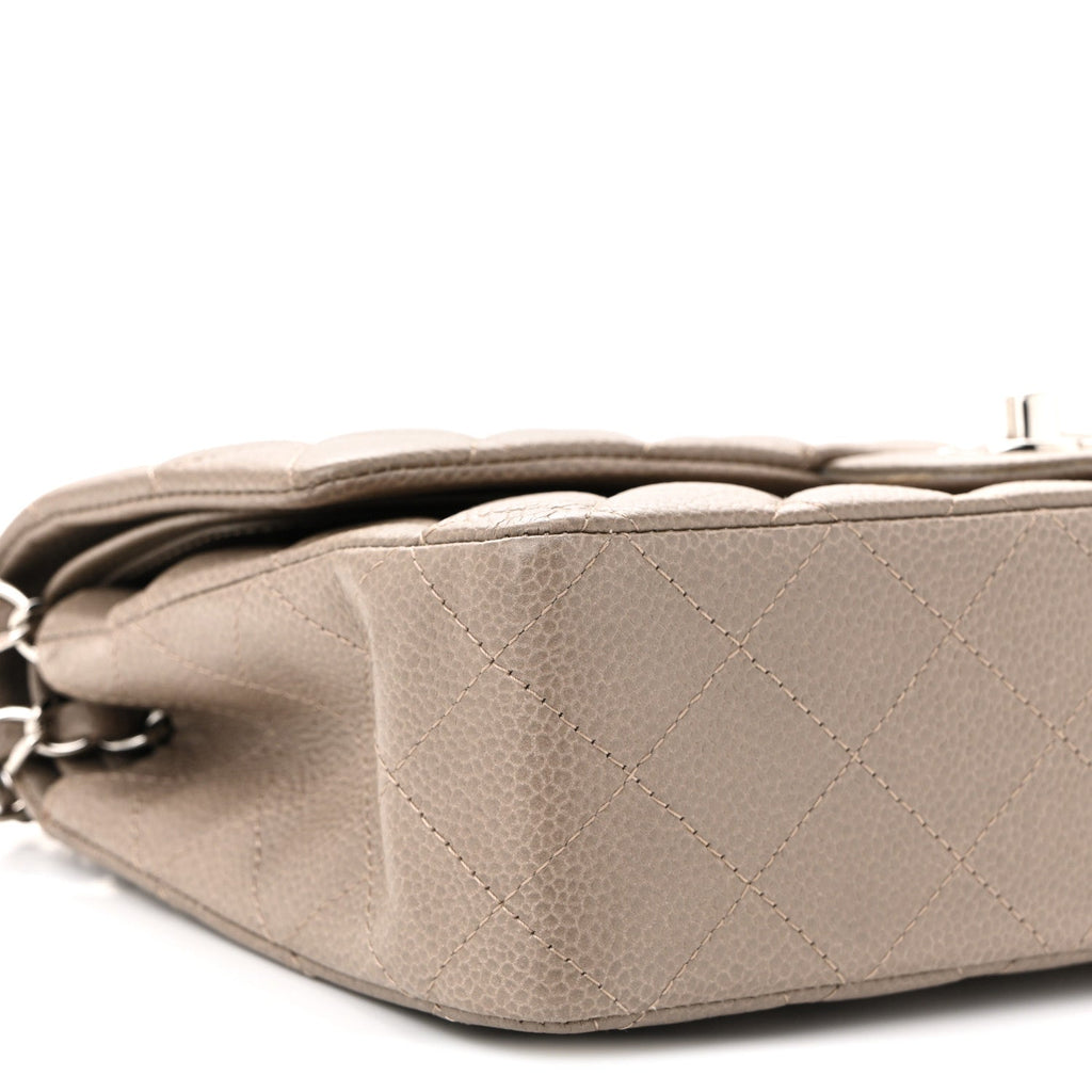 Caviar Quilted Medium Double Flap Taupe wholesalehk.shop