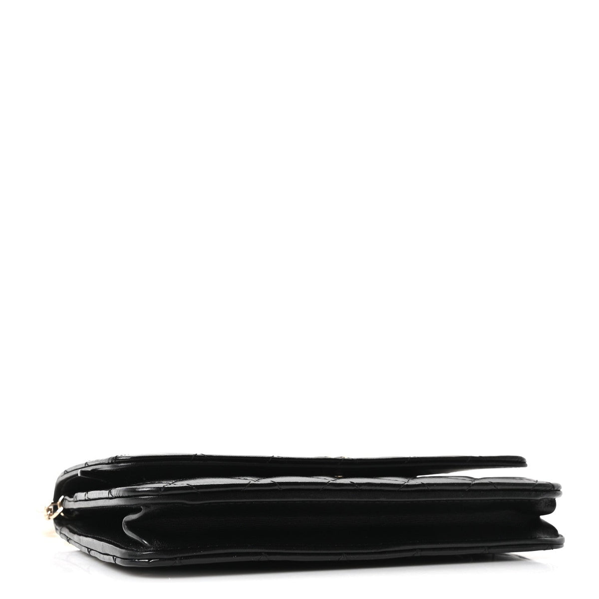Calfskin Quilted Maxi Pearl Wallet On Chain WOC Black wholesalehk.shop