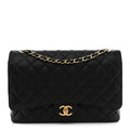Caviar Quilted Maxi Double Flap Black wholesalehk.shop
