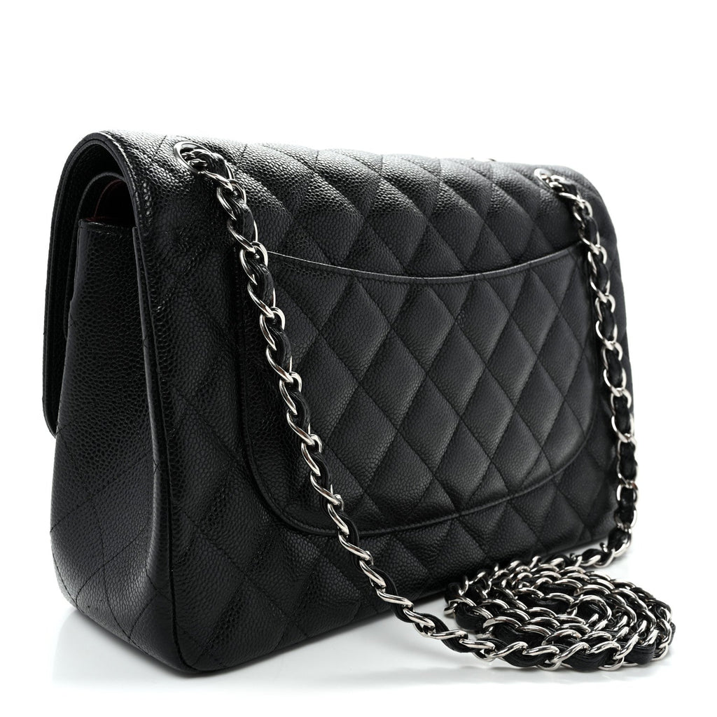 Caviar Quilted Jumbo Double Flap Black wholesalehk.shop