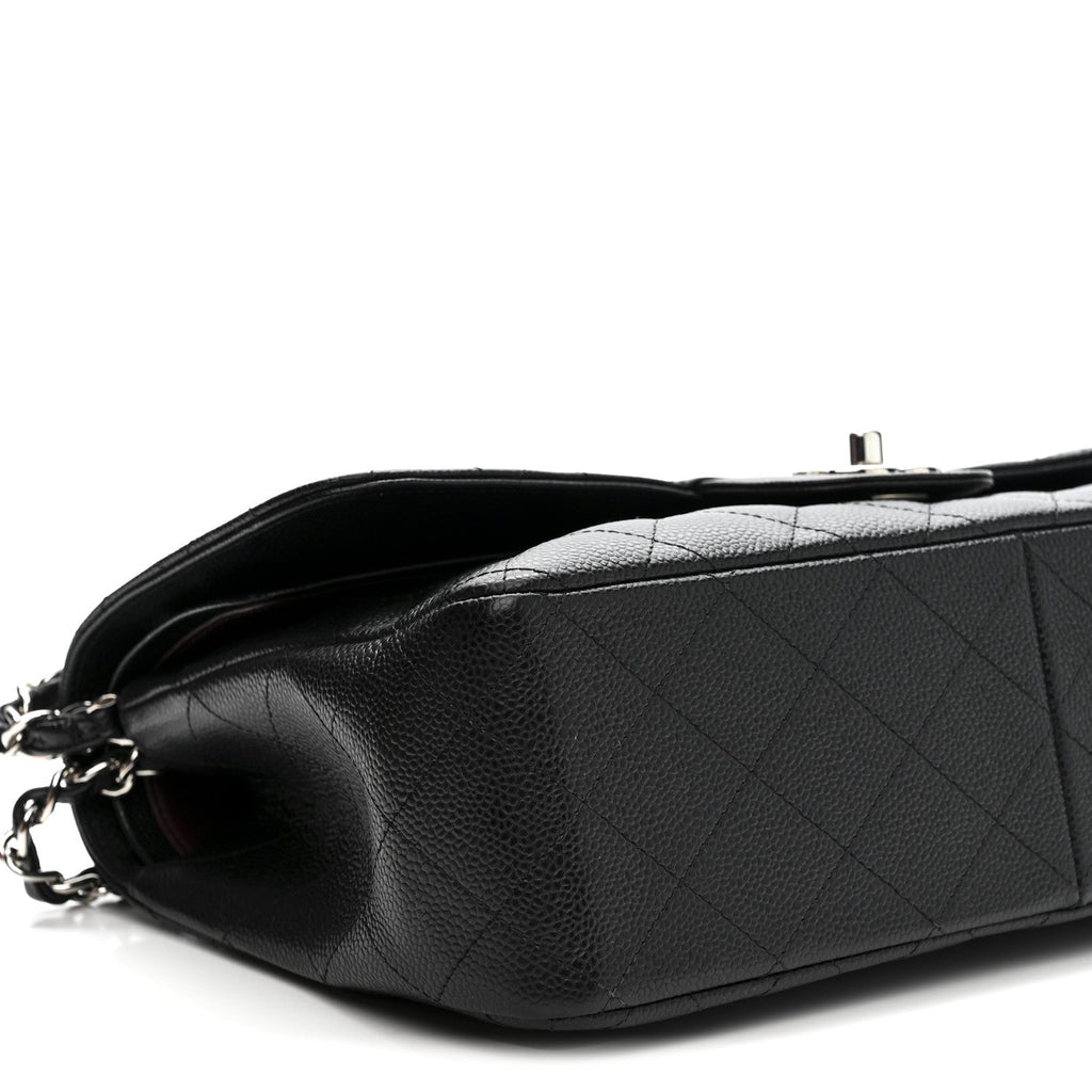 Caviar Quilted Jumbo Double Flap Black wholesalehk.shop