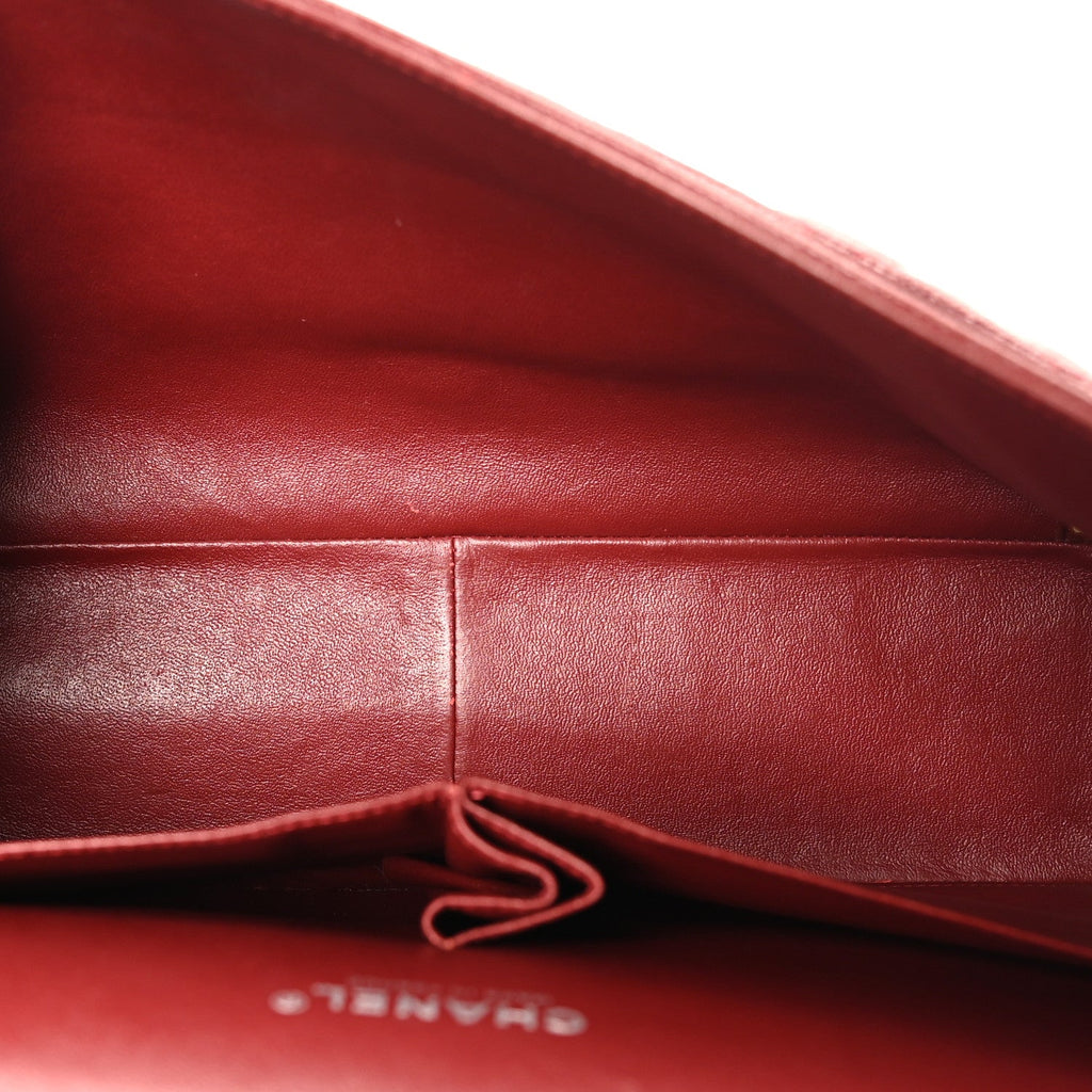 Caviar Quilted Maxi Double Flap Dark Red wholesalehk.shop
