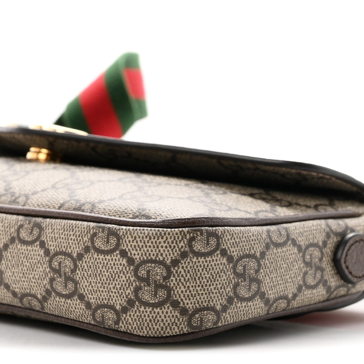 GG Supreme Monogram Textured Dollar Calfskin Web Mini Ophidia Envelope Shoulder Bag Beige Ebony wholesalehk.shop