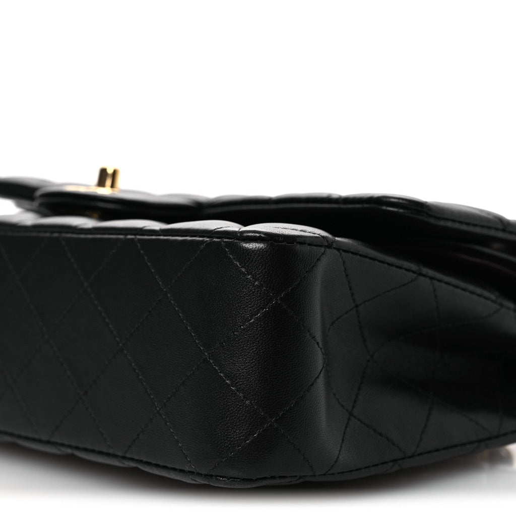 Lambskin Quilted Medium Double Flap Black wholesalehk.shop