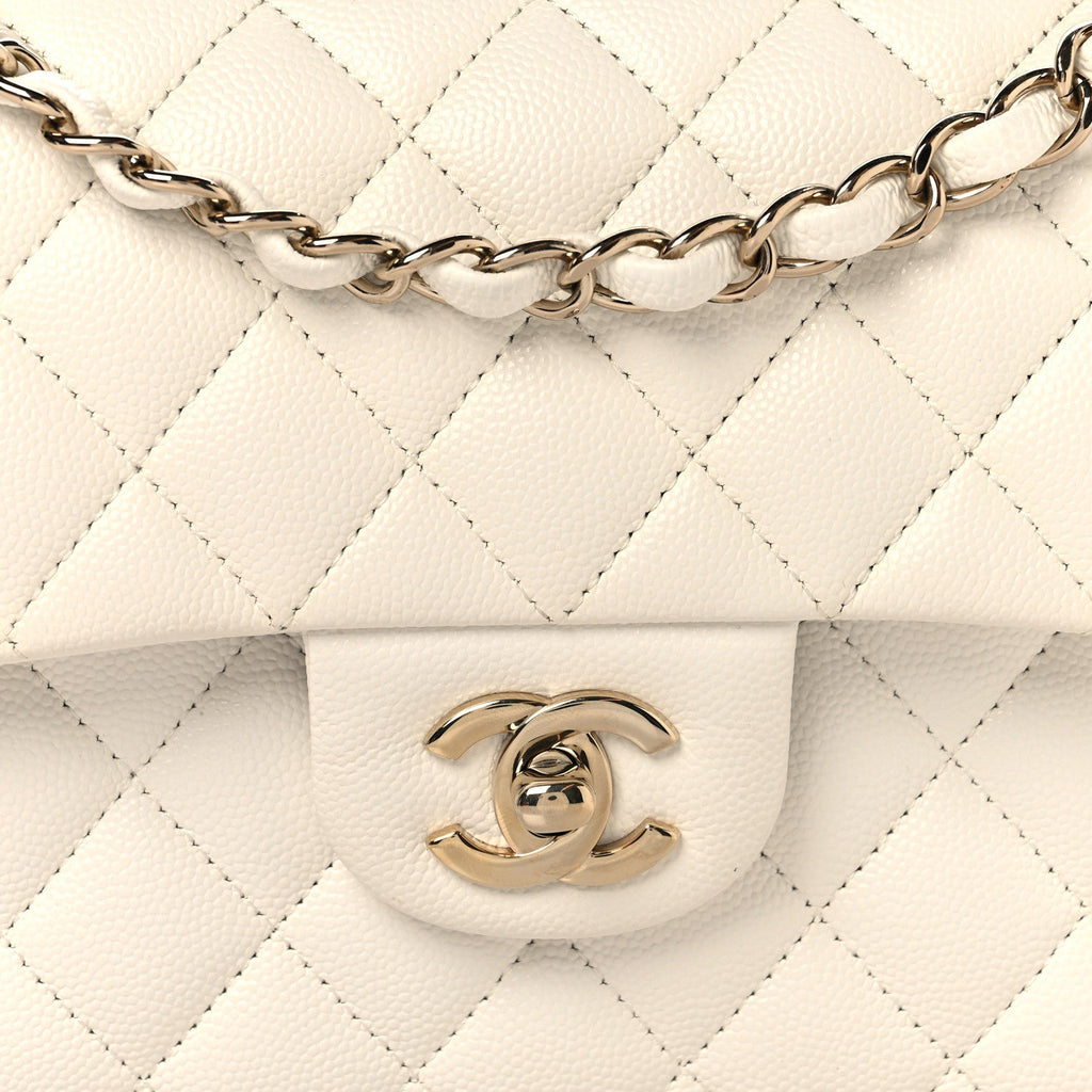 Caviar Quilted Small Double Flap White wholesalehk.shop