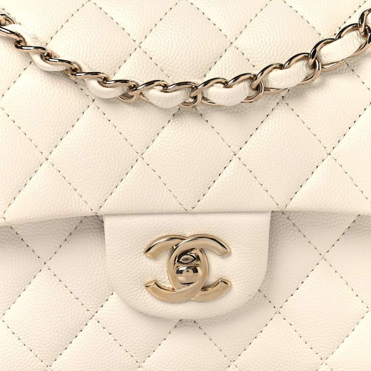 Caviar Quilted Small Double Flap White wholesalehk.shop