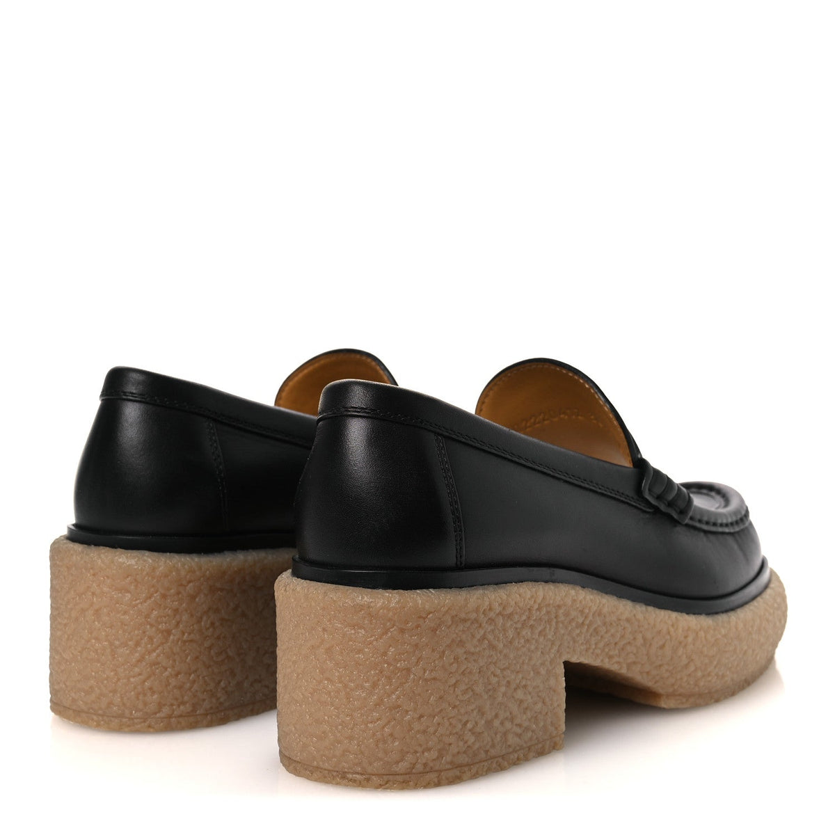 Glazed Calfskin Womens Fanny Loafers 36 Black wholesalehk.shop