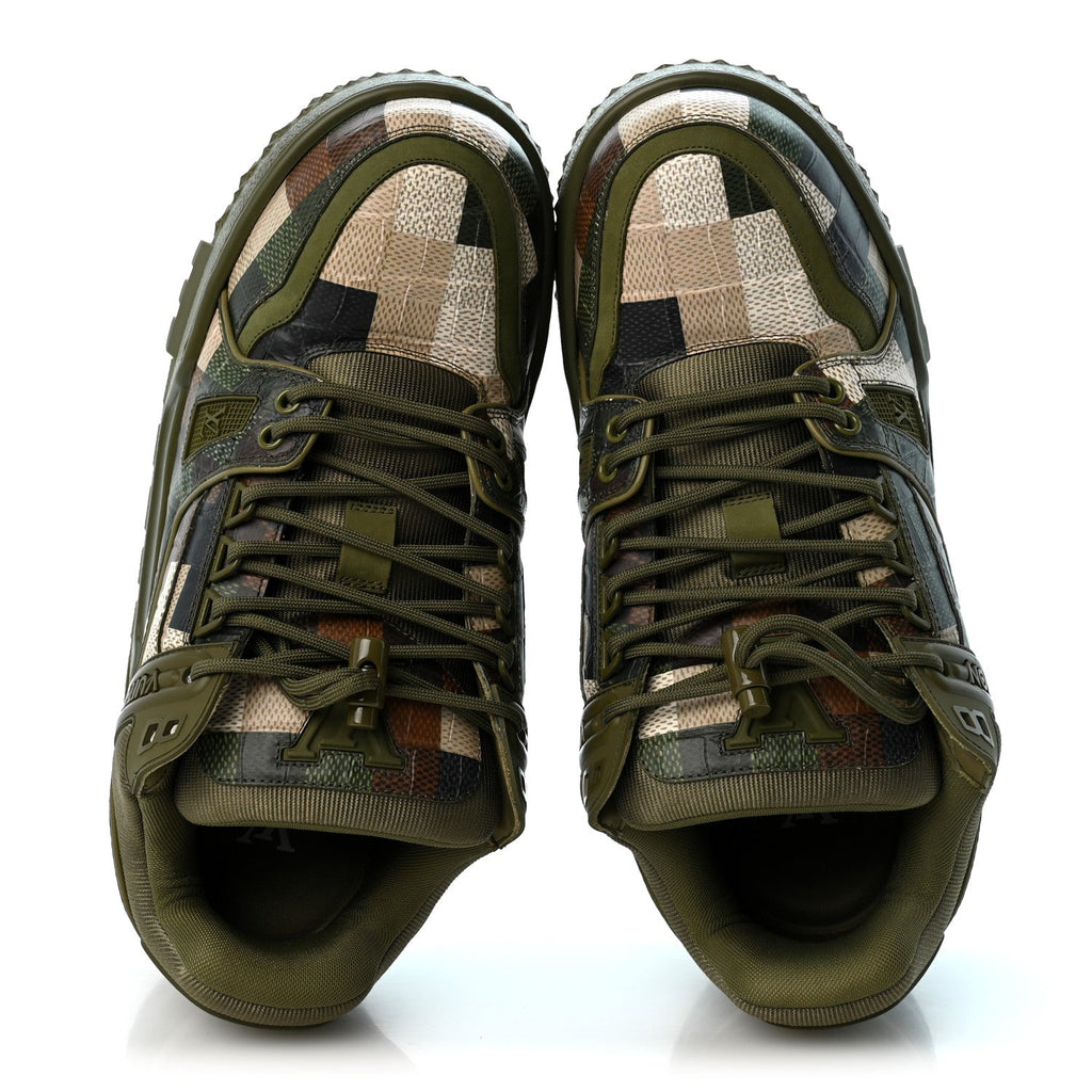 Damoflage Mens LV Trainer Maxi Sneakers 8 Green £¨ Direct shipment via from wholesalehk.shop