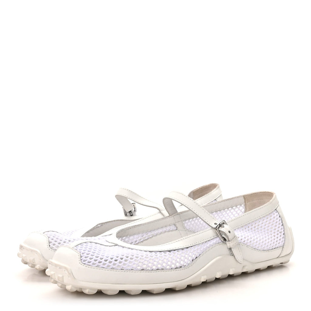 Crochet Knit Calfskin Kichu Ballet Flats 39 White wholesalehk.shop