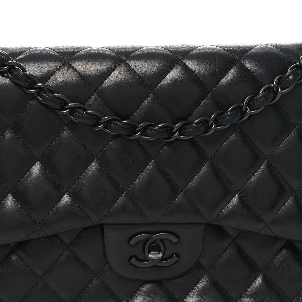 Lambskin Quilted Jumbo Double Flap So Black wholesalehk.shop