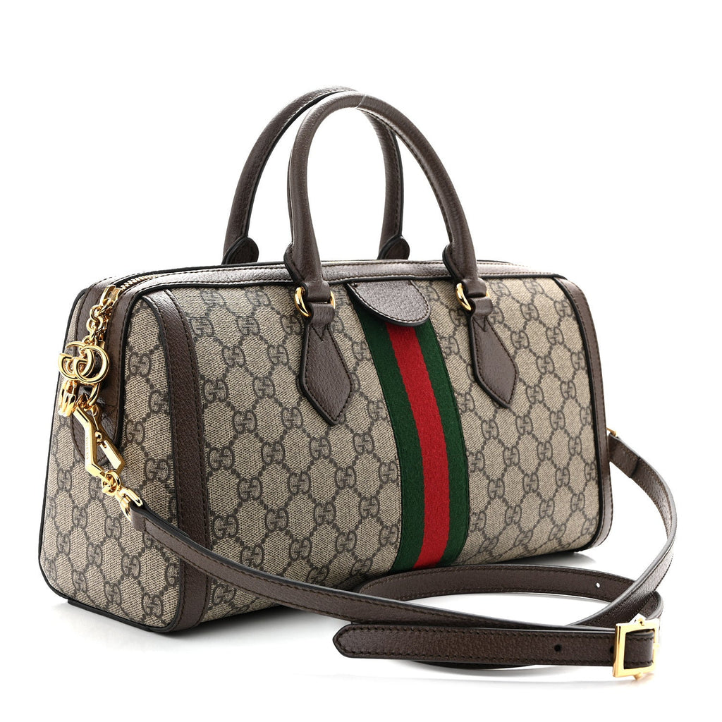 GG Supreme Monogram Web Medium Ophidia Boston Brown wholesalehk.shop