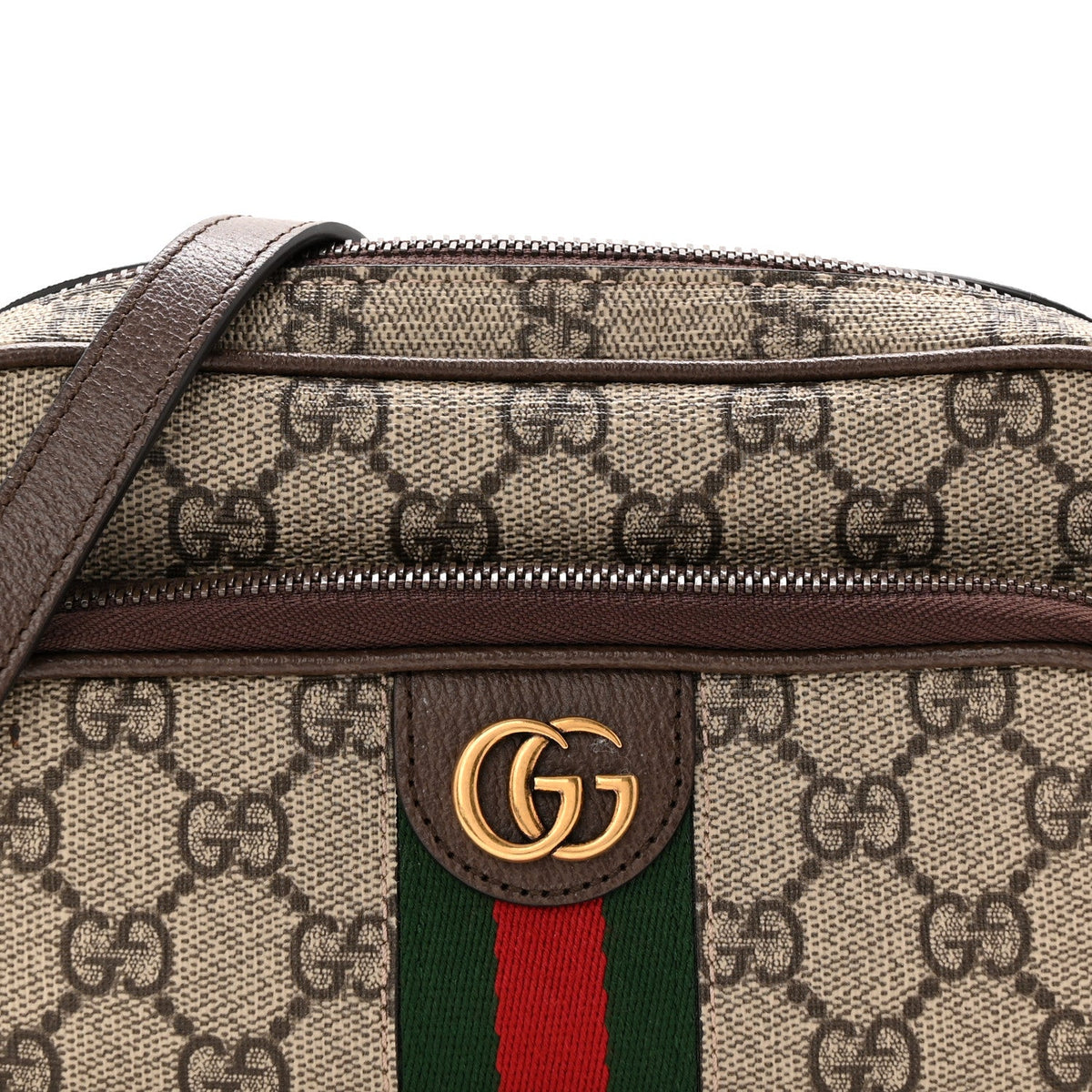 GG Supreme Monogram Textured Dollar Calfskin Web Mini Ophidia Convertible Shoulder Bag Beige Ebony New Acero wholesalehk.shop