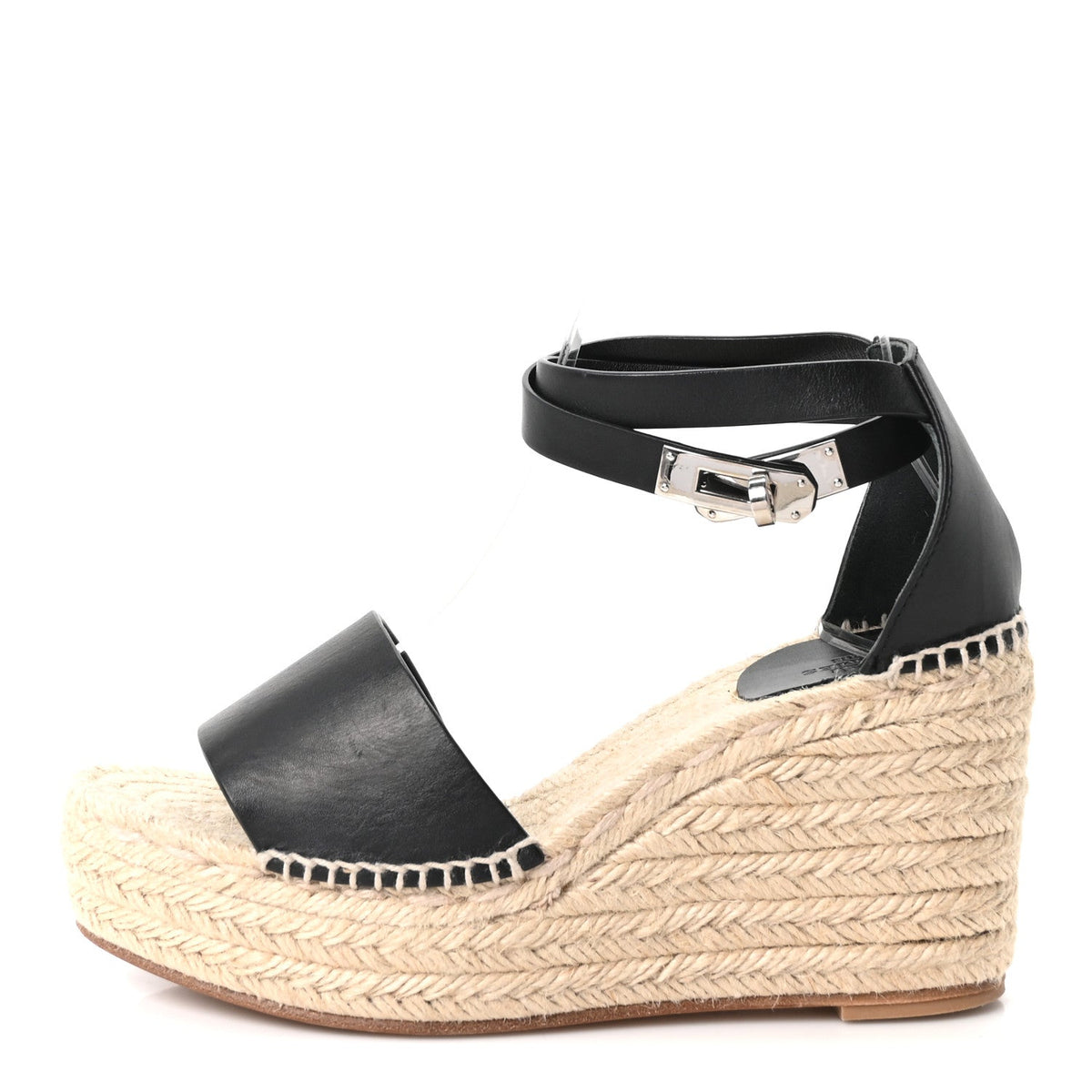 Calfskin Tipoli Espadrille Wedges 38 Black wholesalehk.shop