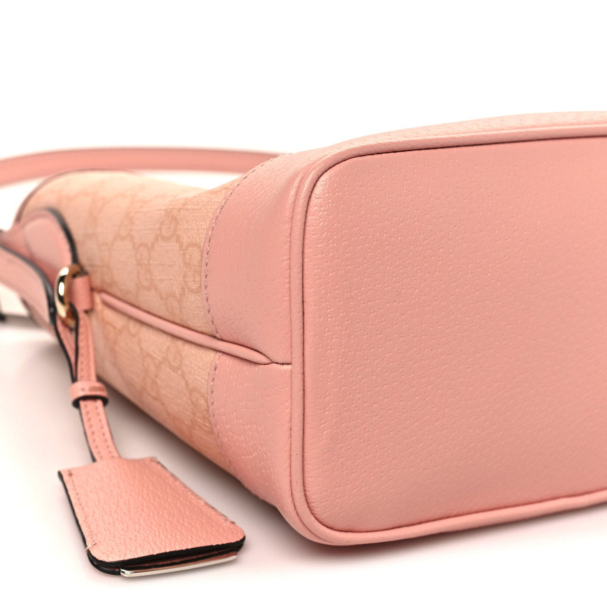 GG Supreme Monogram Textured Dollar Calfskin Web Small Ophidia Bucket Shoulder Bag Rose Pink wholesalehk.shop