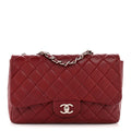Caviar Quilted Jumbo Double Flap Dark Red wholesalehk.shop