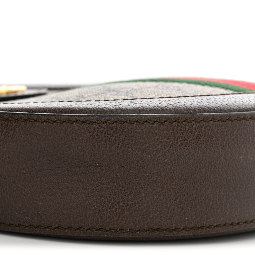 GG Supreme Monogram Web Mini Ophidia Round Shoulder Bag Brown wholesalehk.shop