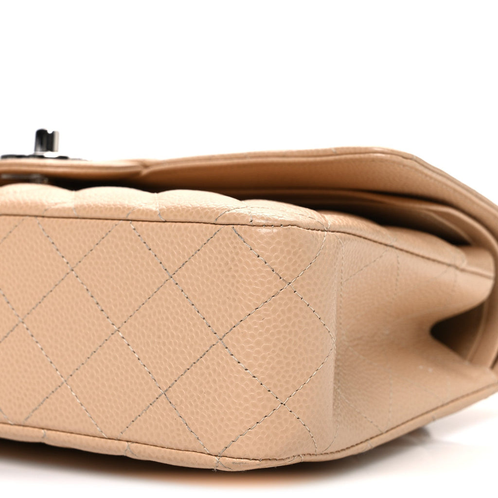 Caviar Quilted Medium Double Flap Beige wholesalehk.shop