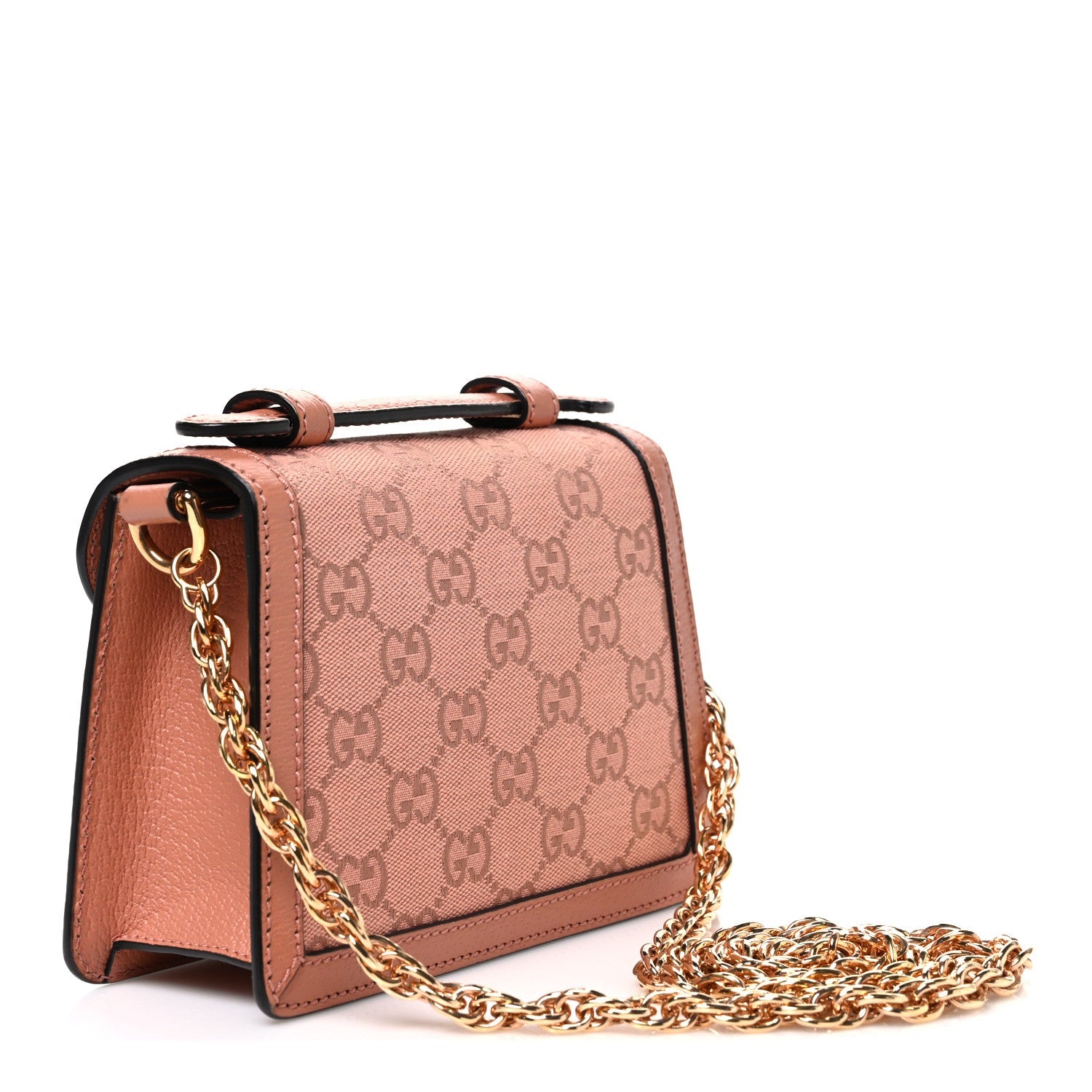 GG Monogram Textured Dollar Calfskin Mini Ophidia Padlock Top Handle Chain Shoulder Bag Cloche Rose Pink £¨ Direct shipment via from wholesalehk.shop