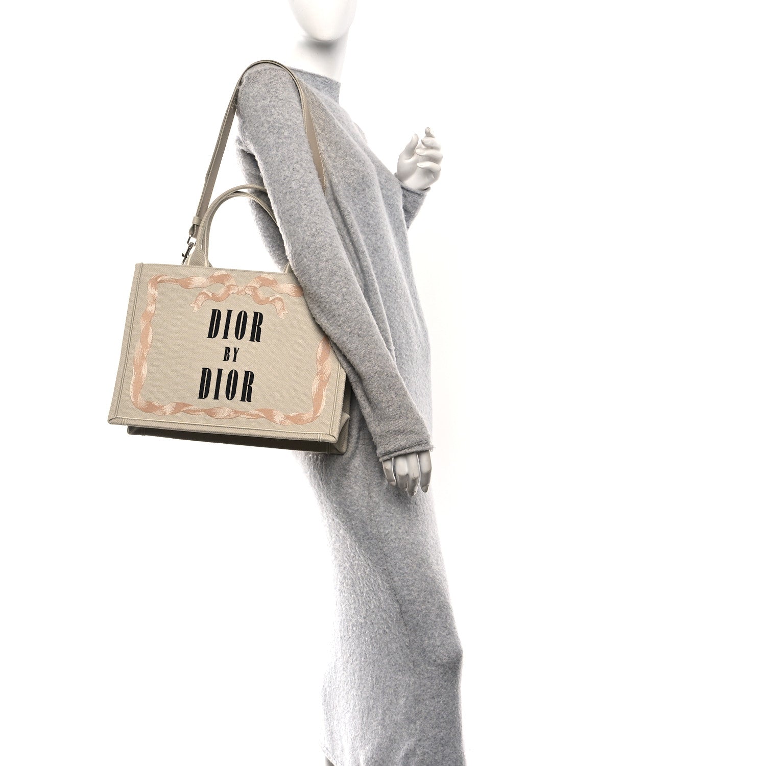 Canvas Embroidered Medium Book Tote With Strap Beige Pink Black £¨ Direct shipment via from wholesalehk.shop