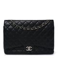 Caviar Quilted Maxi Double Flap Black wholesalehk.shop