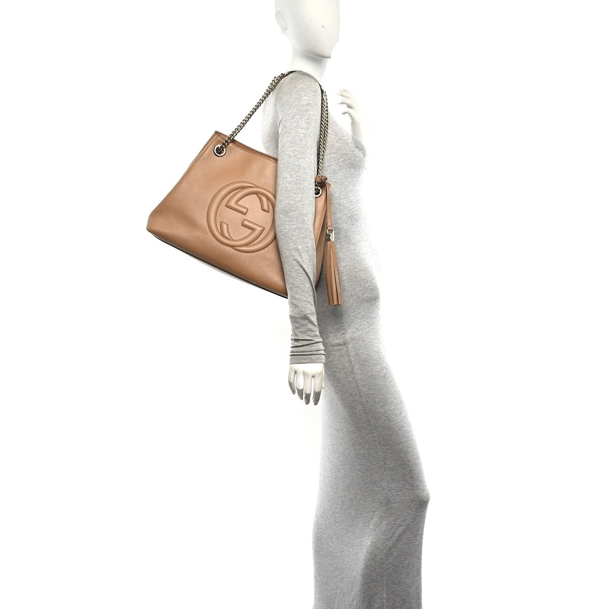 Pebbled Calfskin Medium Soho Chain Shoulder Bag Camelia wholesalehk.shop