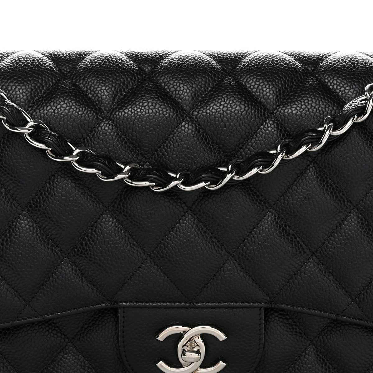 Caviar Quilted Jumbo Double Flap Black wholesalehk.shop