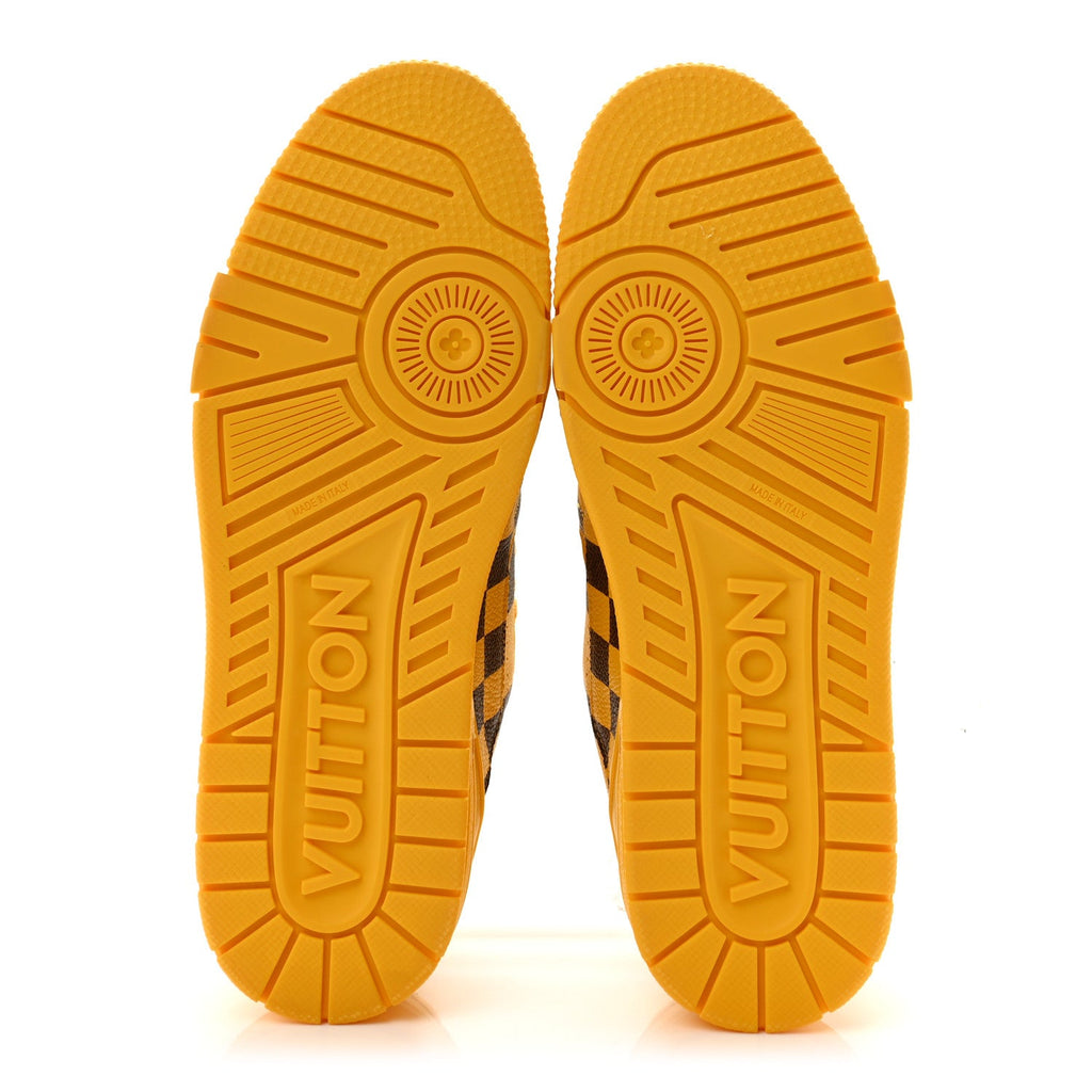 Damier Pop Grained Calfskin Mens LV Trainer Sneakers 8 Jaune Mat £¨ Direct shipment via from wholesalehk.shop