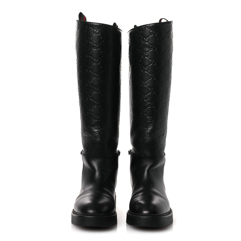 Guccissima Real Betis Glamour Calfskin Michelangelo Slim Horsebit Riding Boots 39.5 Black £¨ Direct shipment via from wholesalehk.shop