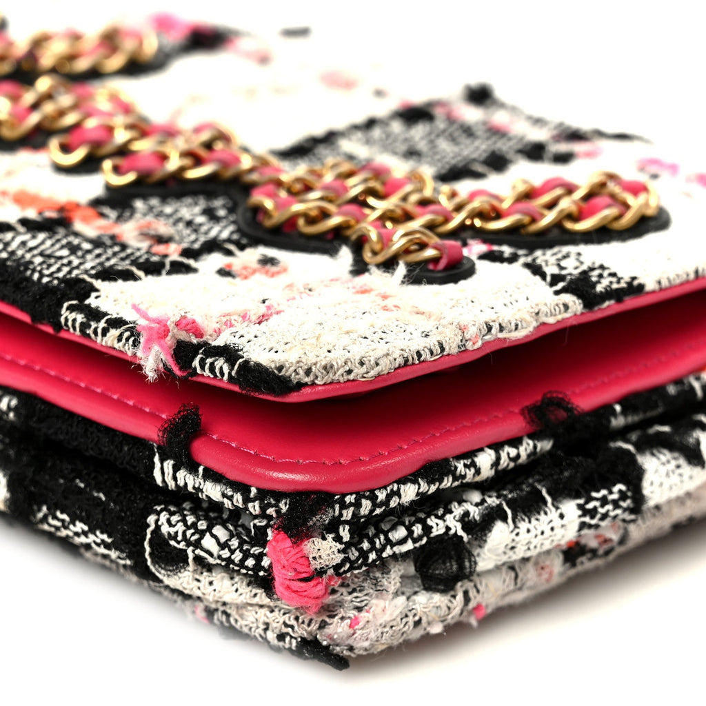 Tweed Calfskin Signe Wallet On Chain WOC Black Pink Orange wholesalehk.shop