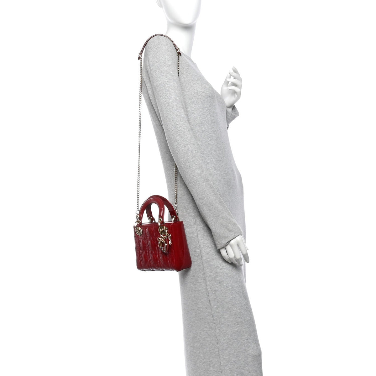 Patent Cannage Mini Lady Dior Red wholesalehk.shop