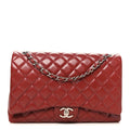 Caviar Quilted Maxi Double Flap Dark Red wholesalehk.shop