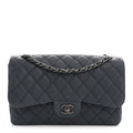 Washed Caviar Quilted Jumbo Double Flap Dark Grey wholesalehk.shop