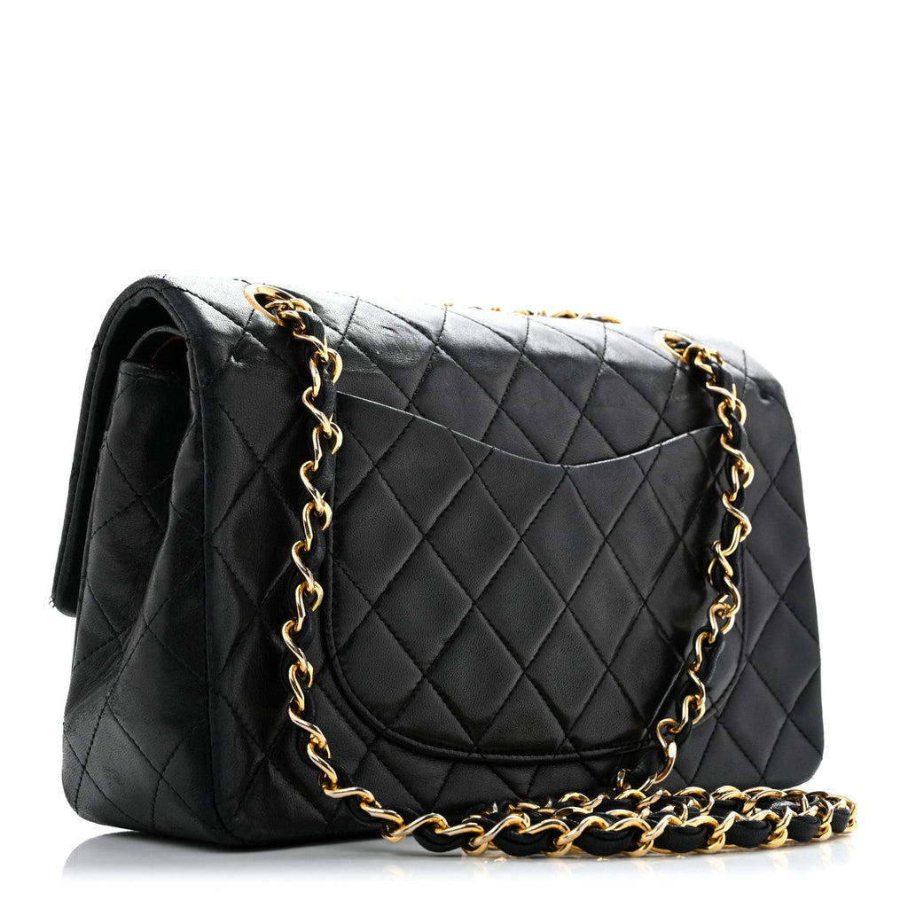 Lambskin Quilted Small Double Flap Black wholesalehk.shop