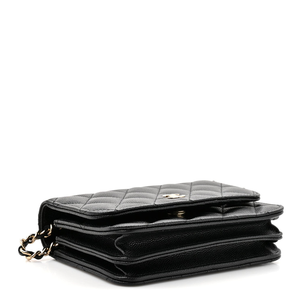 Caviar Quilted Mini Wallet On Chain WOC Black wholesalehk.shop