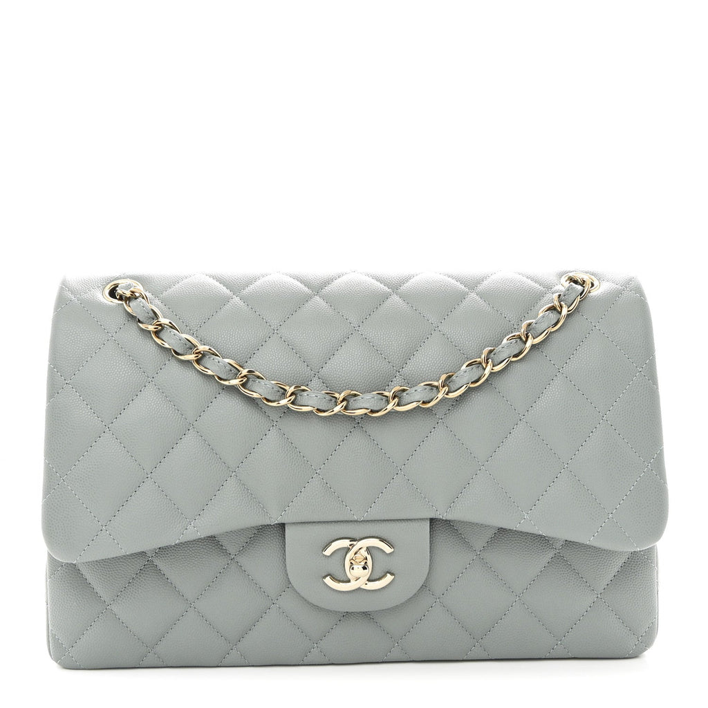 Caviar Quilted Jumbo Double Flap Light Blue wholesalehk.shop