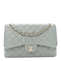 Caviar Quilted Jumbo Double Flap Light Blue wholesalehk.shop
