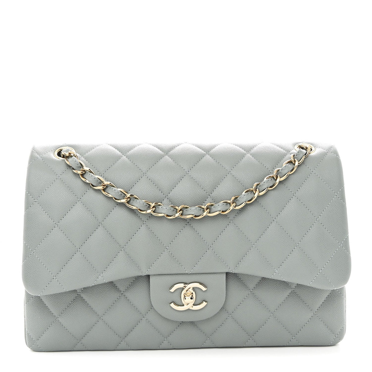 Caviar Quilted Jumbo Double Flap Light Blue wholesalehk.shop