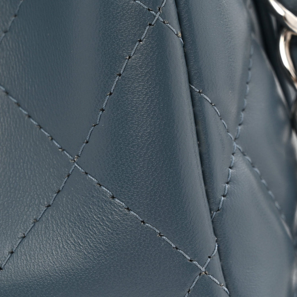 Lambskin Quilted Jumbo Double Flap Dark Blue wholesalehk.shop
